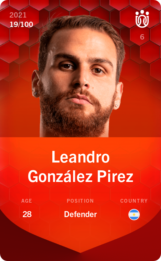 Sorare - Sorare Official - Leandro González Pirez 2021-22 • Rare 19/100 - NFT # 9083495953917940550158146464715256318696215224488998760828041428740693157364