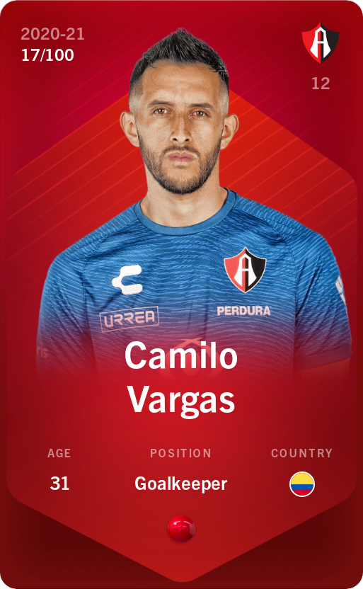 Sorare - Sorare Official - Camilo Vargas 2020-21 • Rare 17/100 - NFT # 77843896442499006532886382103160400885068181393188813522321401090741954854686