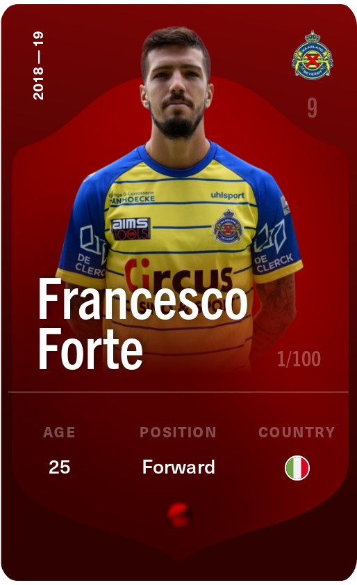 Sorare - Sorare Official - Francesco Forte 2018-19 • Rare 1/100 - NFT # 78742943867234719914383789822953741697203825434532550072141192743112649767478