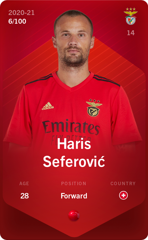 Sorare - Sorare Official - Haris Seferović 2020-21 • Rare 6/100 - NFT # 73973720501616968599858643280564119121976421673754755788231042232205808913850