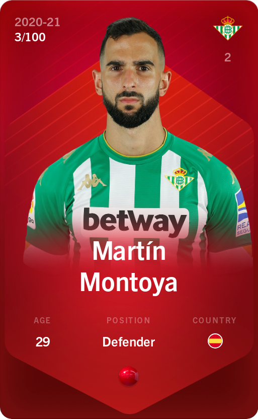 Sorare - Sorare Official - Martín Montoya 2020-21 • Rare 3/100 - NFT # 48541963072754424451061526611925669802845500117146964797807599832478872362489
