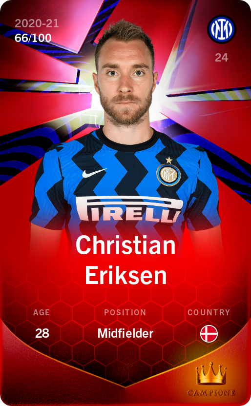 Sorare - Sorare Official - Christian Eriksen 2020-21 • Rare 66/100 - NFT # 93240043500540278672797536936077221017046080457584241508162416659119536440093