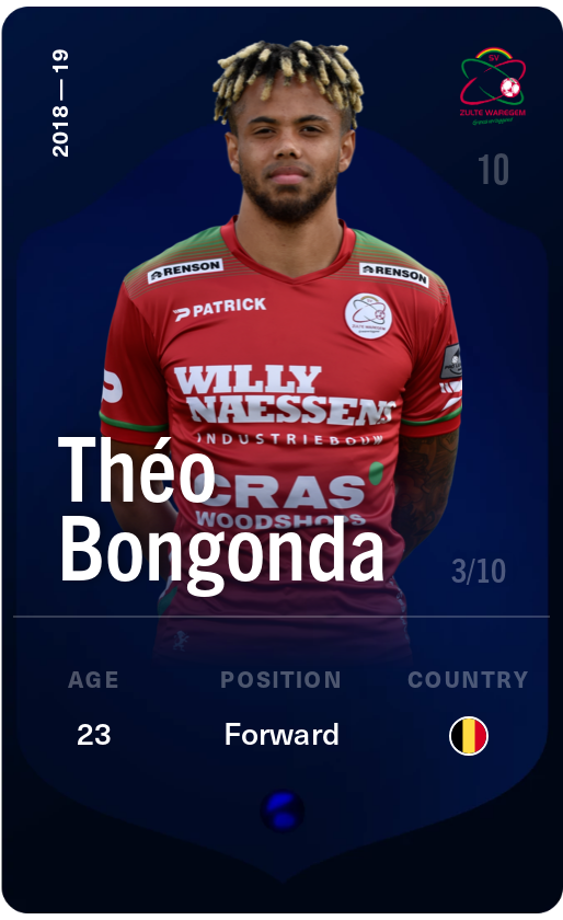 Sorare - Sorare Official - Théo Bongonda 2018-19 • Super Rare 3/10 - NFT # 20694401890145362394417272108924259465822979602152408405564630577346301767923