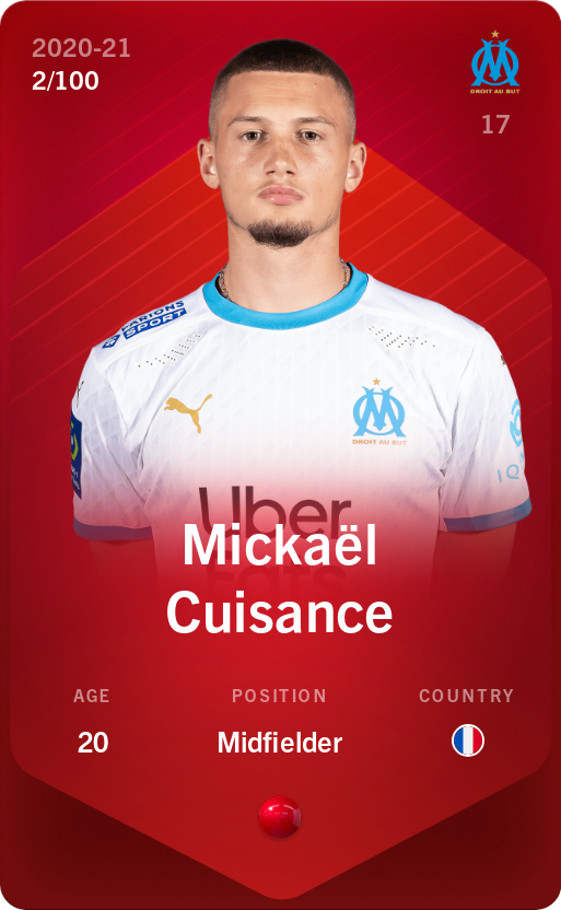Sorare - Sorare Official - Mickaël Cuisance 2020-21 • Rare 2/100 - NFT # 42511567859915592847664684462030799665070645388490448432903298664979355565652