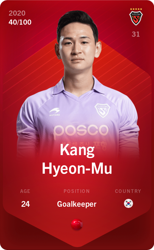 Sorare - Sorare Official - Kang Hyeon-Mu 2020-21 • Rare 40/100 - NFT # 20853489925647712545746631906319606150782363310444367838425712244351697973860