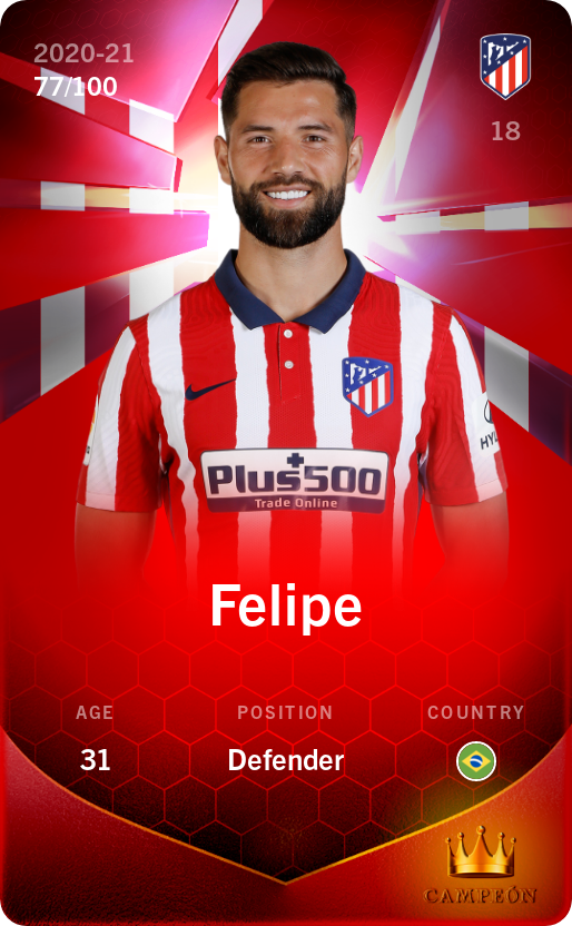 Sorare - Sorare Official - Felipe 2020-21 • Rare 77/100 - NFT # 18951201306579231745034239125182744687296673452870959981061297628642198374782