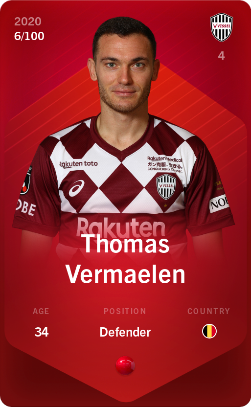 Sorare - Sorare Official - Thomas Vermaelen 2020-21 • Rare 6/100 - NFT # 96369461425278943426217208579882421003312036423919573580434560780120324613195