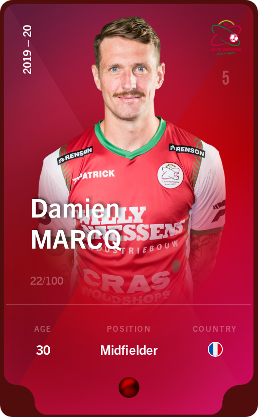 Sorare - Sorare Official - Damien Marcq 2019-20 • Rare 22/100 - NFT # 100810381505008946824038944430888516960558318518119522143206721553958694777136