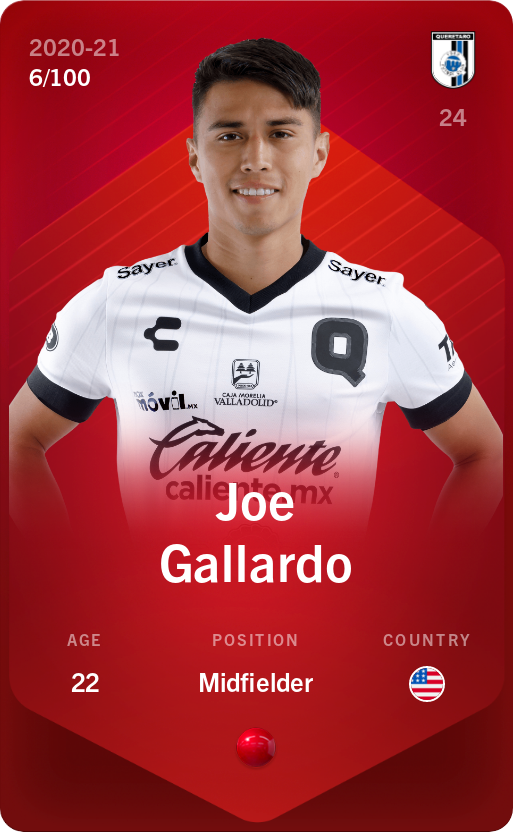 Sorare - Sorare Official - Joe Gallardo 2020-21 • Rare 6/100 - NFT # 73515219569384904912058146493203439945879003809753774545834654860519474771357