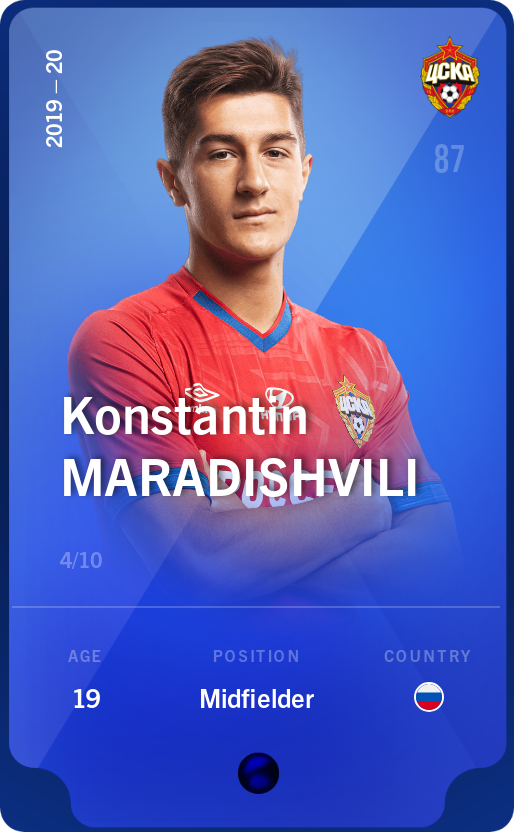 Sorare - Sorare Official - Konstantin Maradishvili 2019-20 • Super Rare 4/10 - NFT # 15486051247137912860783724381188855678481472577867474710433955202184535548105