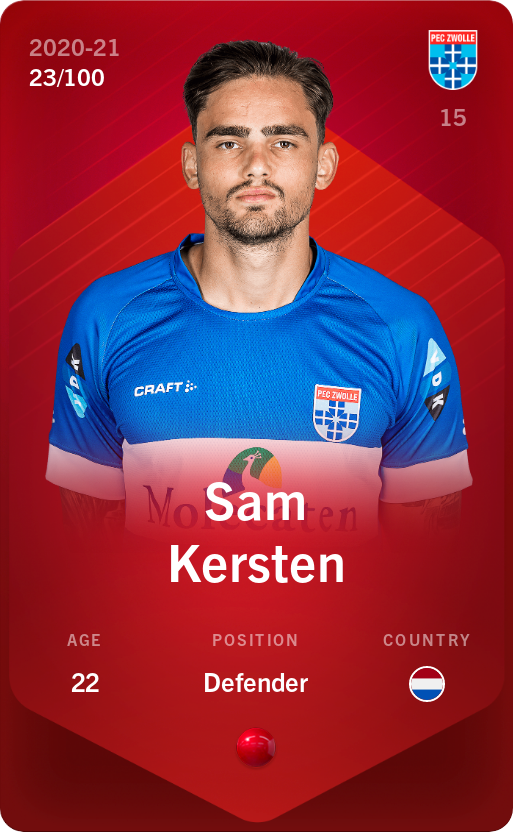 Sorare - Sorare Official - Sam Kersten 2020-21 • Rare 23/100 - NFT # 77053198447068949035024465430822338274510619110509440177150526706256993461681