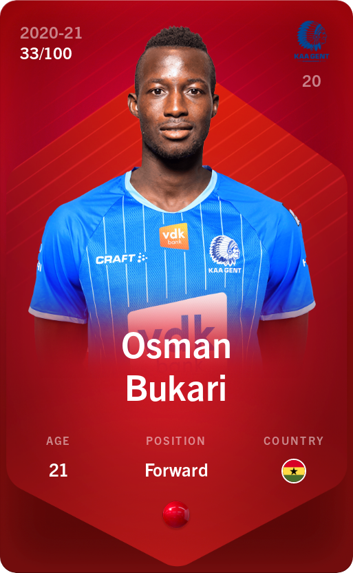 Sorare - Sorare Official - Osman Bukari 2020-21 • Rare 33/100 - NFT # 3223170948185269764180576485291254892632261399350541001337911268626570363243