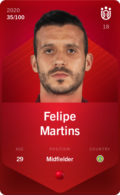 Sorare - Sorare Official - Felipe Martins 2020-21 • Rare 35/100 - NFT # 75966972551942053352182973875618816193927156268246228767576637549560906566186