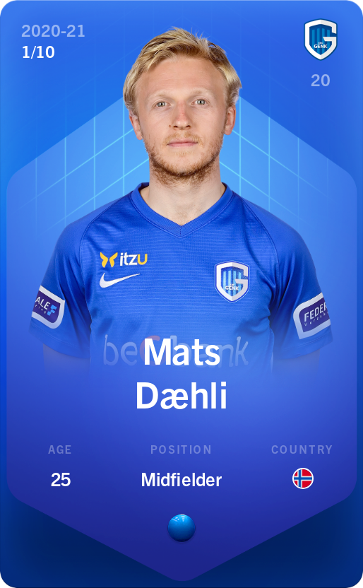 Sorare - Sorare Official - Mats Dæhli 2020-21 • Super Rare 1/10 - NFT # 62370872636393552464852160474980649330573711492220381247921385249500964625155