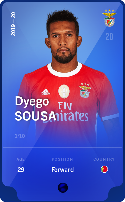 Sorare - Sorare Official - Dyego Sousa 2019-20 • Super Rare 1/10 - NFT # 31496373113671076965714493908158888451852039200263212079515959594319105379950