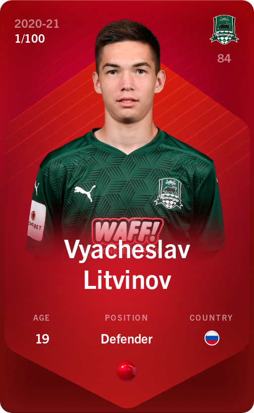Sorare - Sorare Official - Vyacheslav Litvinov 2020-21 • Rare 1/100 - NFT # 86825216887009945892138112845643312272659750842820010088501260256015920406954
