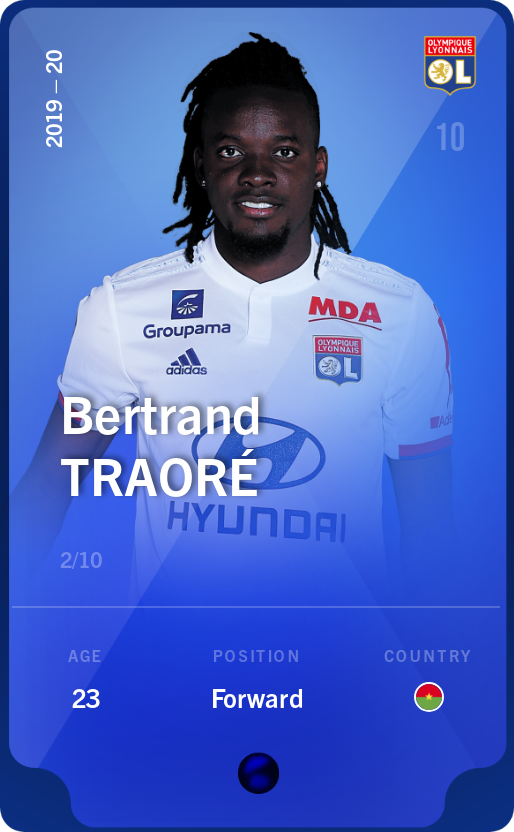 Sorare - Sorare Official - Bertrand Traoré 2019-20 • Super Rare 2/10 - NFT # 15502162909167133596015393020884272586649576116718064484813671348755225961867