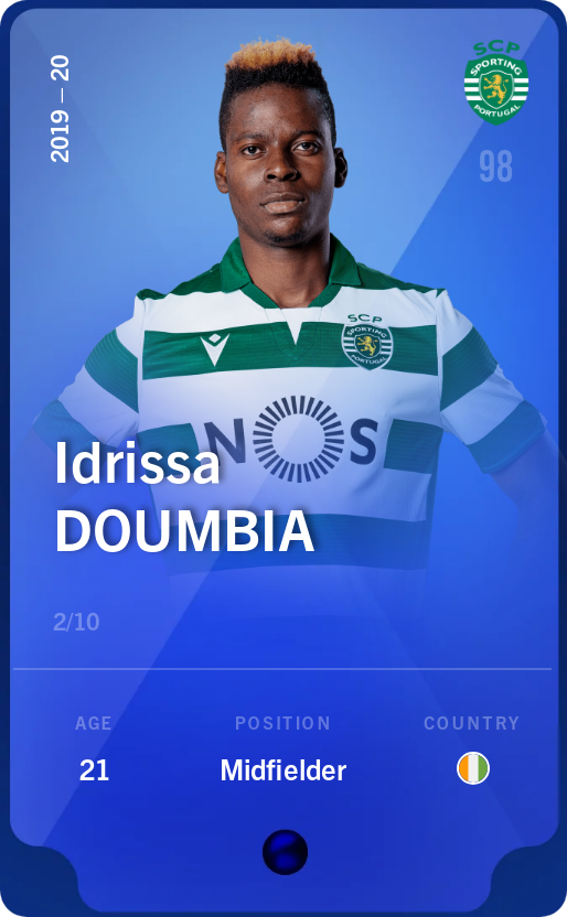 Sorare - Sorare Official - Idrissa Doumbia 2019-20 • Super Rare 2/10 - NFT # 43867304028870926642644062977976578029347037470312786420396931316704301873814
