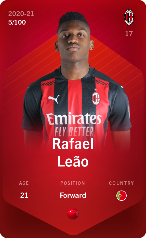 Sorare - Sorare Official - Rafael Leão 2020-21 • Rare 5/100 - NFT # 4347923355894246908518482514291623034654360848348629453472444839589028142780