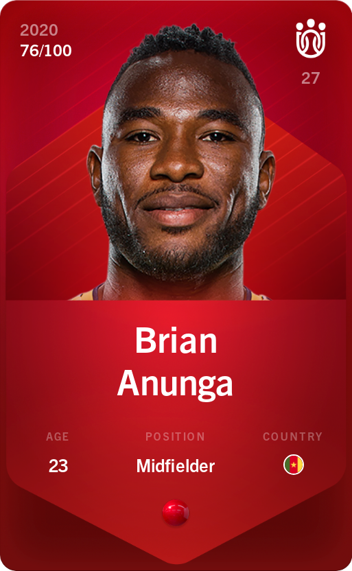 Sorare - Sorare Official - Brian Anunga 2020-21 • Rare 76/100 - NFT # 39310858712396548236591140933532698411069373314559347423684645361310980402722