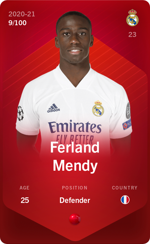 Sorare - Sorare Official - Ferland Mendy 2020-21 • Rare 9/100 - NFT # 115057711689107959348502619948885358277496854484926137940039858768318169845944