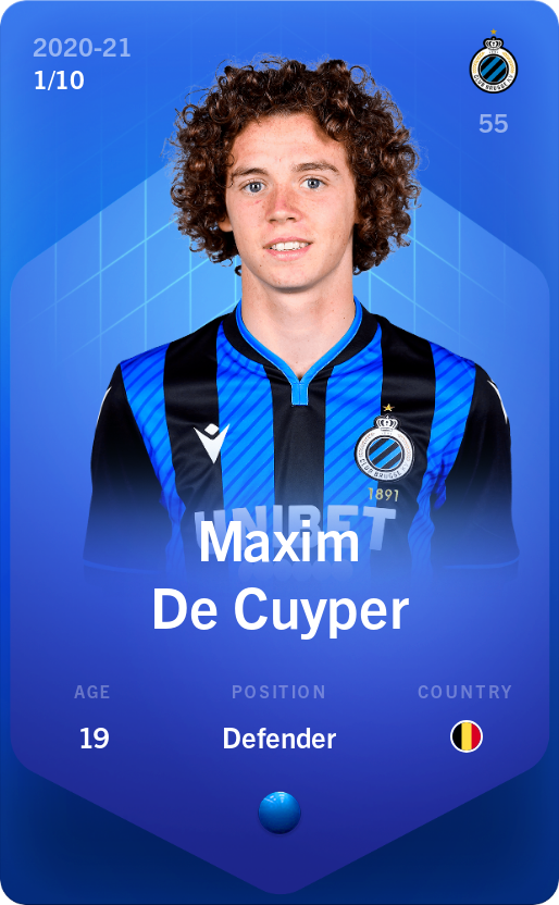 Sorare - Sorare Official - Maxim De Cuyper 2020-21 • Super Rare 1/10 - NFT # 22026673676546125928477916864104637334706400186855004177105243760826588789382