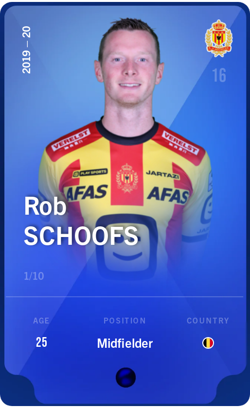 Sorare - Sorare Official - Rob Schoofs 2019-20 • Super Rare 1/10 - NFT # 106285541811519630469118351039302464353510391882346184741244473089936668945414