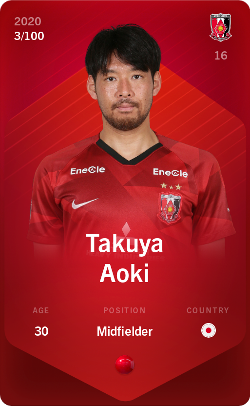 Sorare - Sorare Official - Takuya Aoki 2020-21 • Rare 3/100 - NFT # 94387903303556849986053752414369126232362535506417609055783665285049581761026