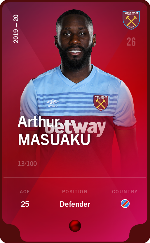 Sorare - Sorare Official - Arthur Masuaku 2019-20 • Rare 13/100 - NFT # 18049300523235295615634976033825373510302026853681580121592017492885900882746