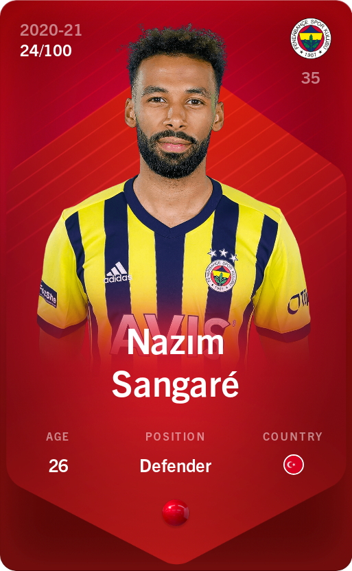 Sorare - Sorare Official - Nazım Sangaré 2020-21 • Rare 24/100 - NFT # 8090156394609966694957083042291579938266392749108382281634355162346006186215
