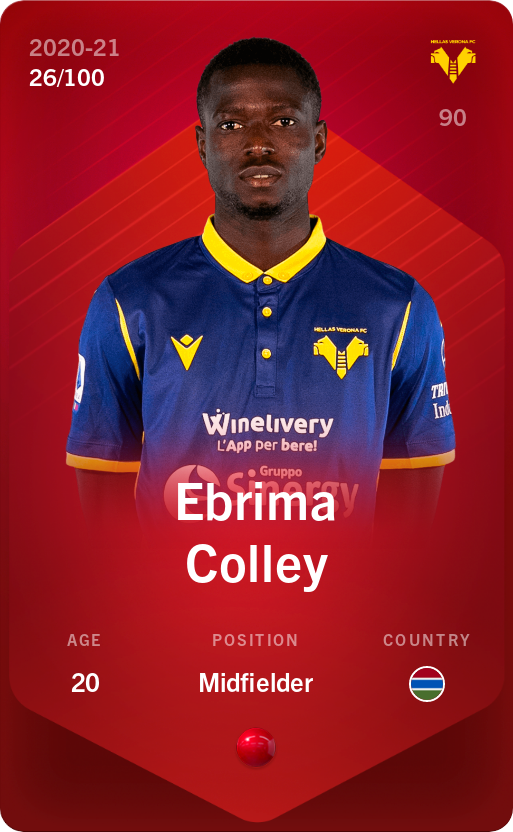 Sorare - Sorare Official - Ebrima Colley 2020-21 • Rare 26/100 - NFT # 33754520499908844873639083846908047593750477952665337531487957251367848129555
