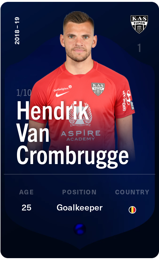 Sorare - Sorare Official - Hendrik Van Crombrugge 2018-19 • Super Rare 1/10 - NFT # 41624780132017657577564701224541673680674504039677712323858552967177583839585