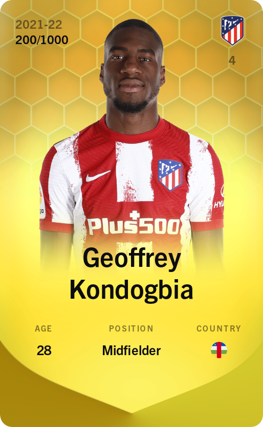 Sorare - Sorare Official - Geoffrey Kondogbia 2021-22 • Limited 200/1000 - NFT # 114021033088555699590964086688887251676076403827524387163780385122443254474748