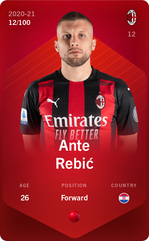 Sorare - Sorare Official - Ante Rebić 2020-21 • Rare 12/100 - NFT # 110690107384705678130079727328289816555589143571928924236704266315417894401724