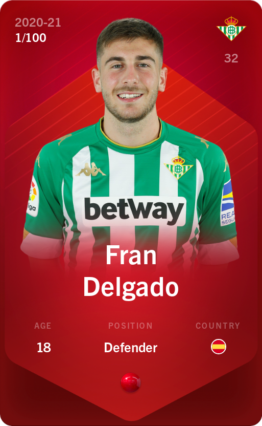 Sorare - Sorare Official - Fran Delgado 2020-21 • Rare 1/100 - NFT # 22406249912648850500596858529113812407905579591636027605751299287243277927266