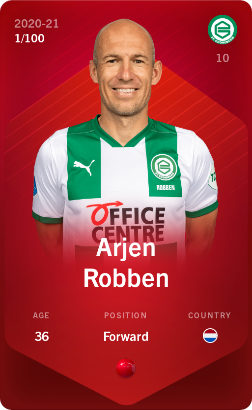 Sorare - Sorare Official - Arjen Robben 2020-21 • Rare 1/100 - NFT # 22403689534133765514148259011405476027560173459116334166593990022588633384062