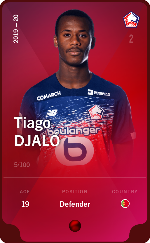 Sorare - Sorare Official - Tiago Djaló 2019-20 • Rare 5/100 - NFT # 1057473463092235121071317562412352970811213464284697838273246406958162136406