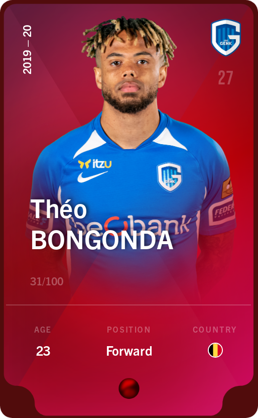 Sorare - Sorare Official - Théo Bongonda 2019-20 • Rare 31/100 - NFT # 86036771315361216522033938155529609674556143116390480435902224858548120331122