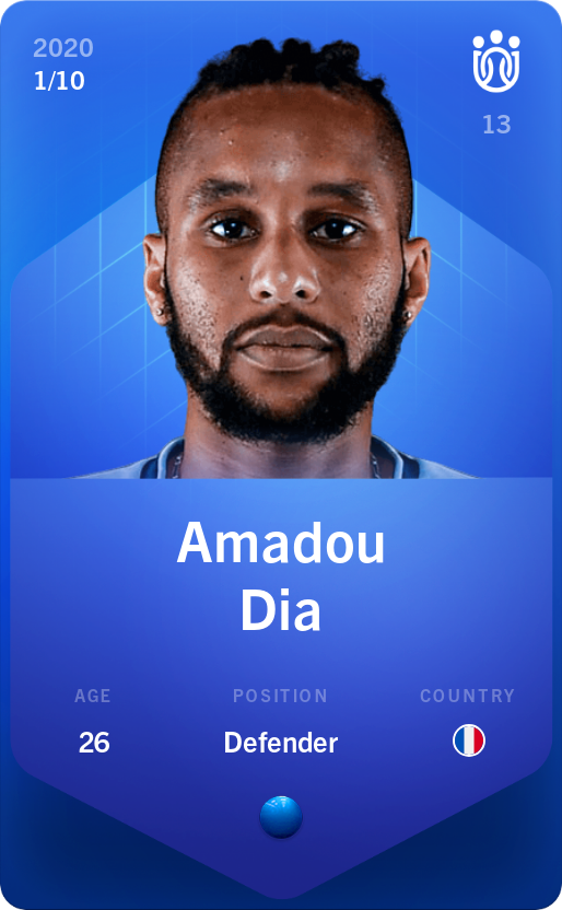 Sorare - Sorare Official - Amadou Dia 2020-21 • Super Rare 1/10 - NFT # 112716594432083350195817001945544645419584317467582431265988577834064044204096