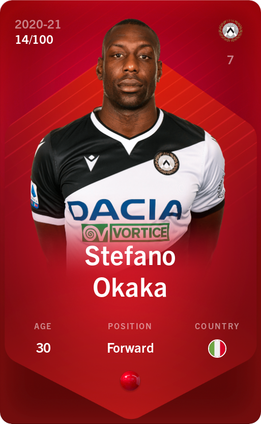 Sorare - Sorare Official - Stefano Okaka 2020-21 • Rare 14/100 - NFT # 23431249310309775537202414193338588545806354558282755741971607170115885623304