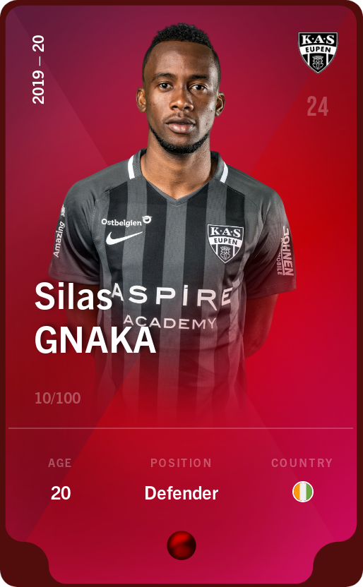 Sorare - Sorare Official - Silas Gnaka 2019-20 • Rare 10/100 - NFT # 85679229546047166874448016013489112125956653177558801984774281359721756592628