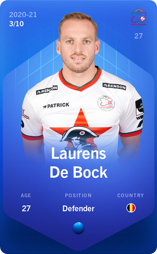 Sorare - Sorare Official - Laurens De Bock 2020-21 • Super Rare 3/10 - NFT # 88594443654817590325970979544783391767915758608071516501016612087874142662825
