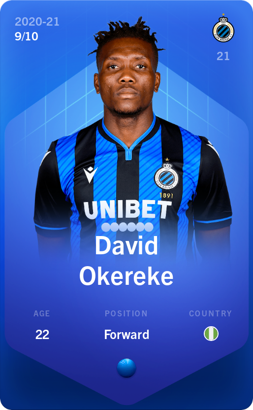 Sorare - Sorare Official - David Okereke 2020-21 • Super Rare 9/10 - NFT # 86675926336116043036326743426376225790409816145137508283972023540476531982017