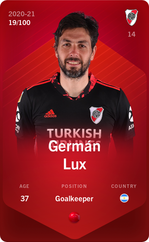 Sorare - Sorare Official - Germán Lux 2020-21 • Rare 19/100 - NFT # 19618089677539293478145306491975444676564143754704295526079515234352107178803
