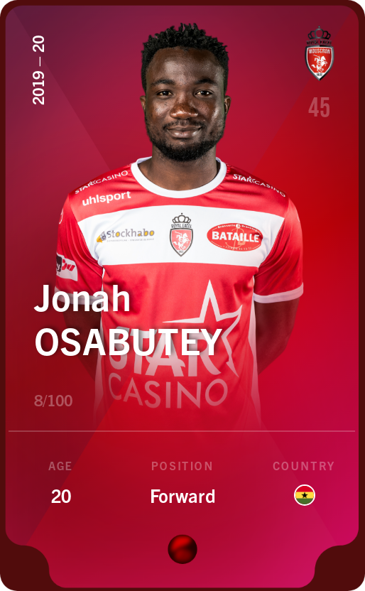 Sorare - Sorare Official - Jonah Osabutey 2019-20 • Rare 8/100 - NFT # 62548053912139744502387196711500412393059789085973454382950820180660924411603