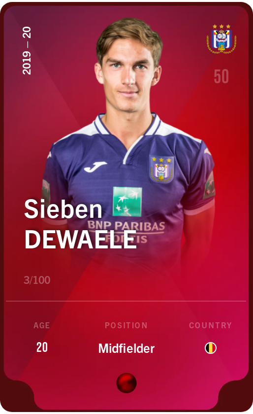 Sorare - Sorare Official - Sieben Dewaele 2019-20 • Rare 3/100 - NFT # 21191187426550569179926231483518078963697688220488709999500177253792136006416
