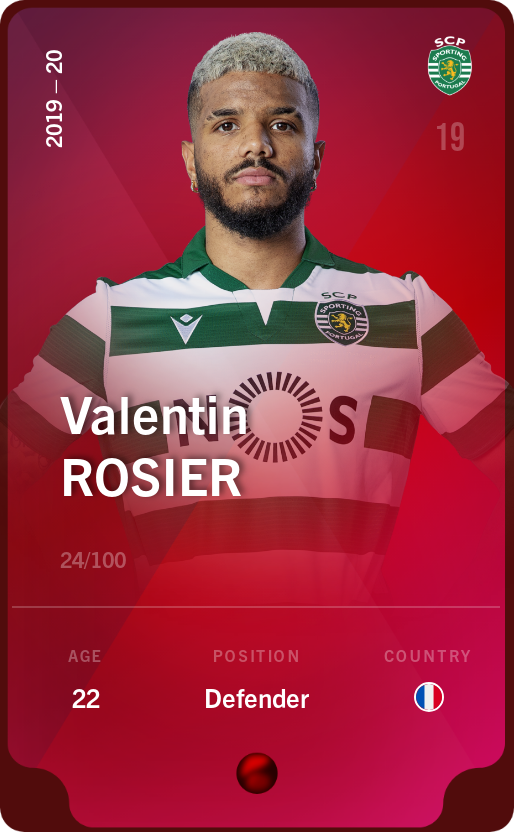 Sorare - Sorare Official - Valentin Rosier 2019-20 • Rare 24/100 - NFT # 52192527012375817075224218868092649431732324542081427889479068196560049492183