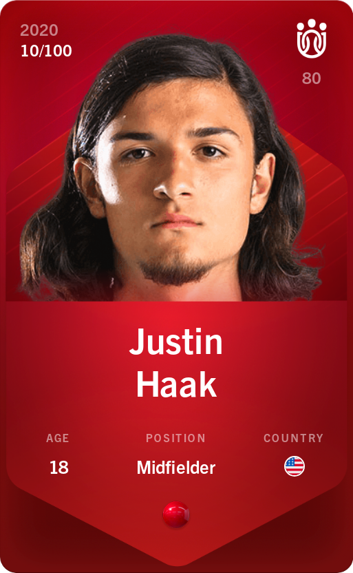 Sorare - Sorare Official - Justin Haak 2020-21 • Rare 10/100 - NFT # 29391220260892812790345756032287298933528557722311875659149513194995008752206