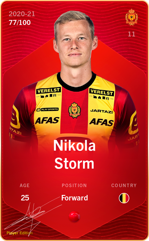 Sorare - Sorare Official - Nikola Storm 2020-21 • Rare 77/100 - NFT # 78292269976472010426666889219553891841556556454985189208227959934373145775099