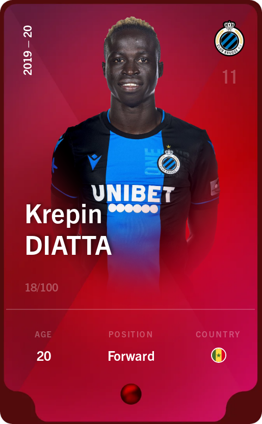 Sorare - Sorare Official - Krepin Diatta 2019-20 • Rare 18/100 - NFT # 70953905792021350497646538658865743425046340273288890747610316395578415258216
